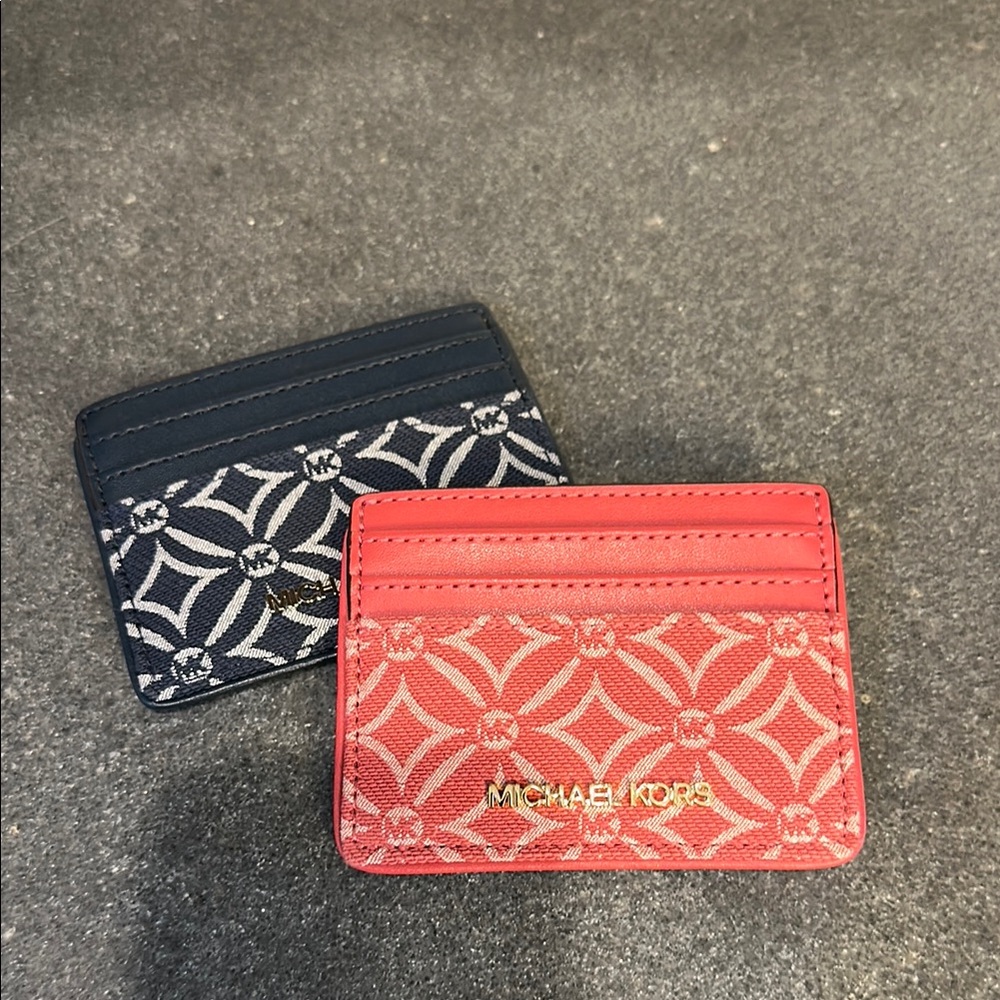 Michael Kors Coral and Navy Card Holders